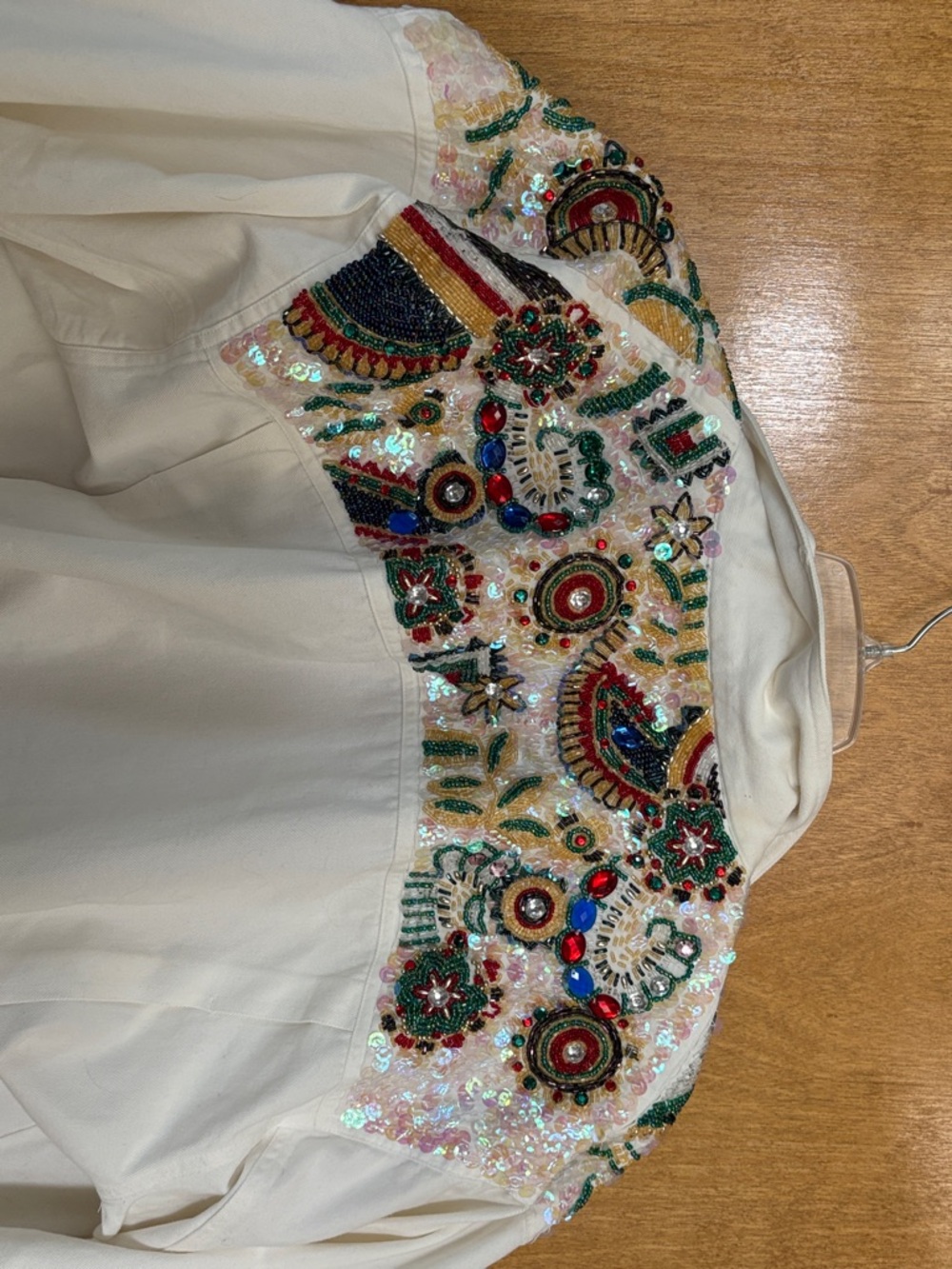 Vintage 90's IB IB DIFFUSION Sequin Beaded Denim Jacket Womens - Picture 3 of 9